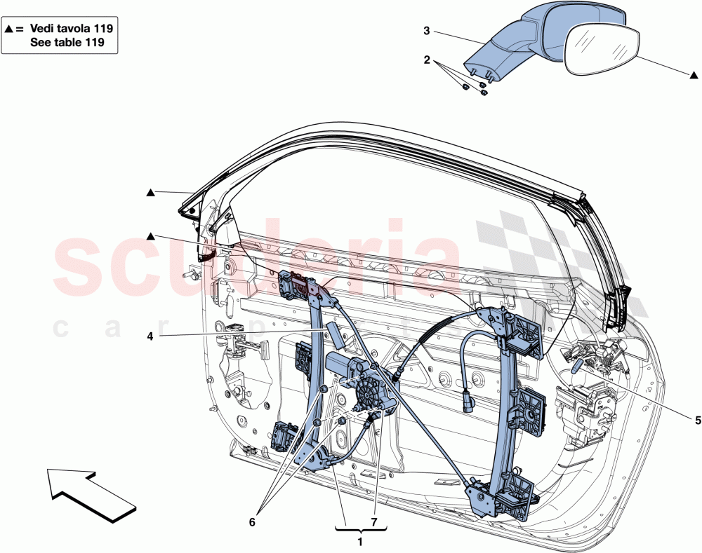 DOORS - POWER WINDOWS AND REAR-VIEW MIRROR of Ferrari Ferrari 458 Spider