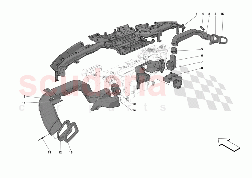 DASHBOARD - DUCTS -Applicable for RHD- of Ferrari Ferrari 12Cilindri Spider