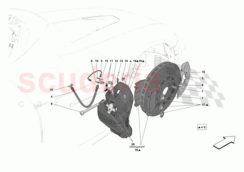 FRONT SUSPENSION - CALLIPERS AND DISCS of Ferrari Ferrari 12Cilindri