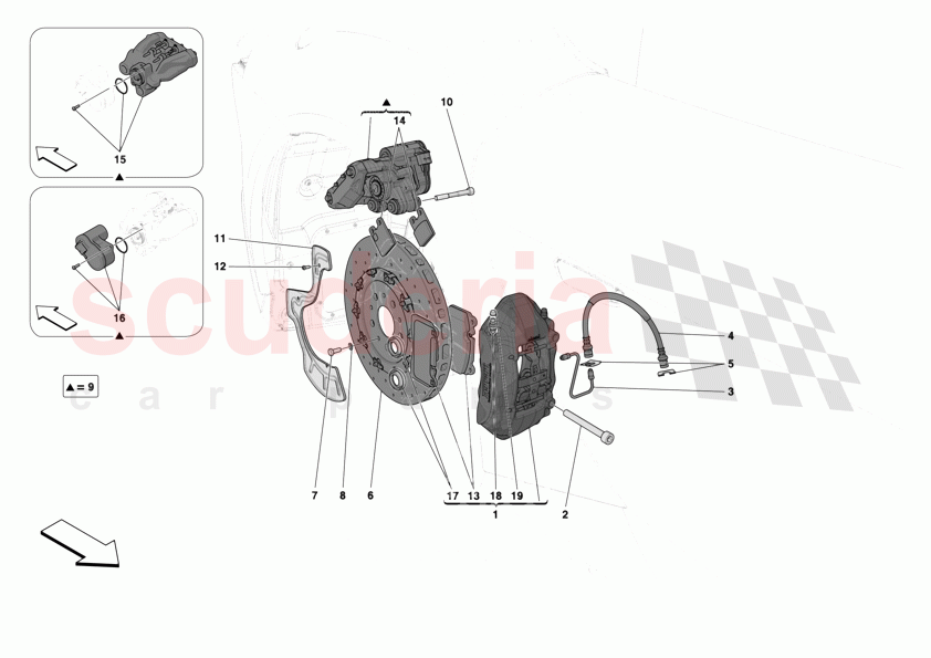 REAR SUSPENSION - CALLIPERS AND DISCS of Ferrari Ferrari 12Cilindri