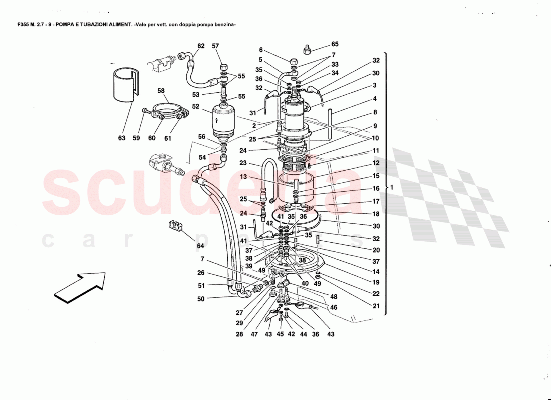 FUEL PUMP ANO PIPES -Valid far cars with dauble fuel pump- of Ferrari Ferrari 355 (2.7 Motronic)
