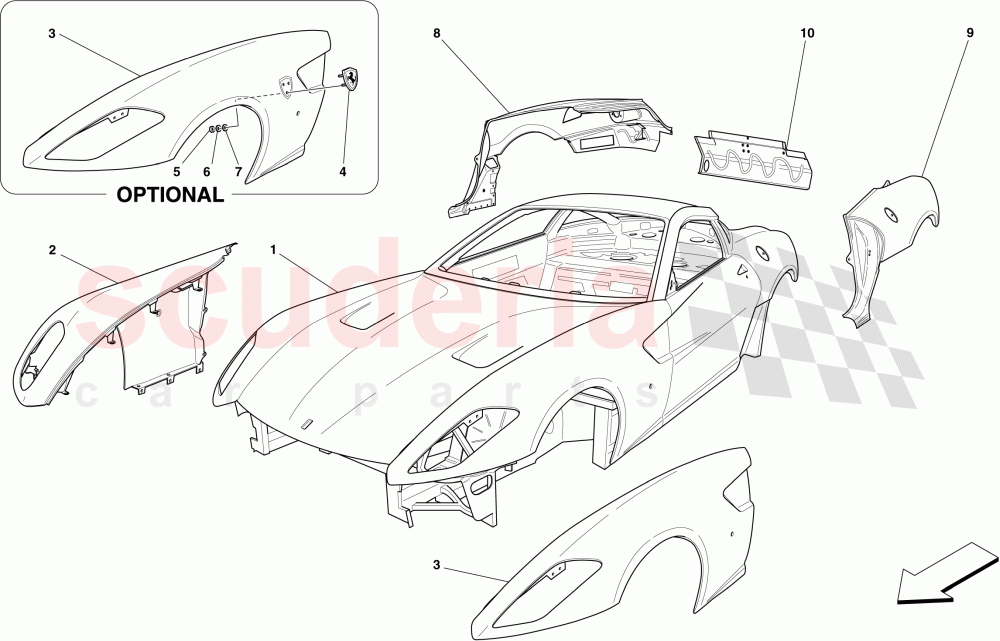 BODYSHELL - EXTERNAL TRIM of Ferrari Ferrari 599 GTB Fiorano