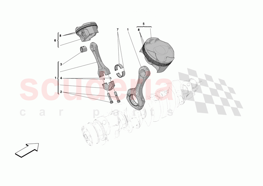 PISTONS AND CONNECTING RODS of Ferrari Ferrari 12Cilindri Spider