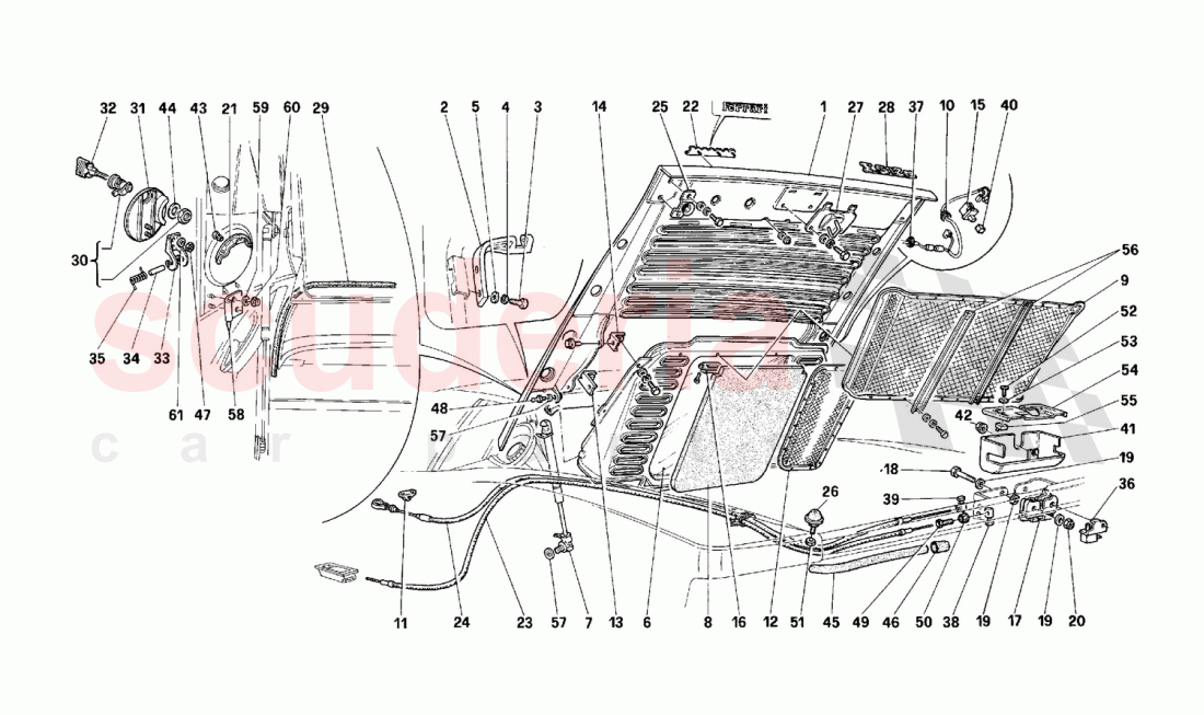 Rear hood of Ferrari Ferrari 512 M