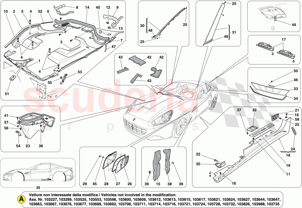 SHIELDS, TRIM AND COVERS of Ferrari Ferrari California (2012-2014)