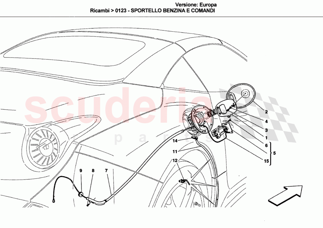 FUEL TANK DOOR AND CONTROLS of Ferrari Ferrari California (2008-2011)
