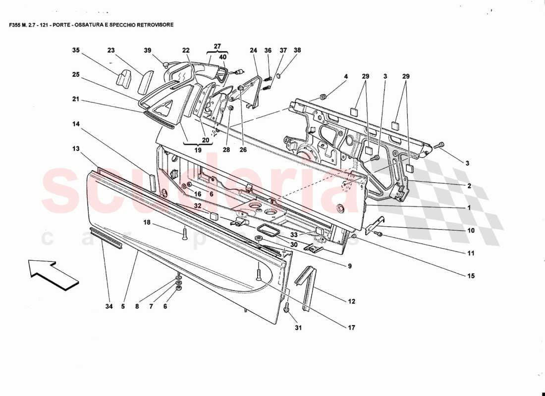 DOORS - FRAMEWORK AND REAR MIRROR of Ferrari Ferrari 355 (2.7 Motronic)