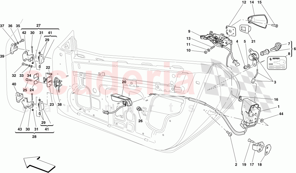 DOORS - OPENING MECHANISM AND HINGES of Ferrari Ferrari 599 GTO