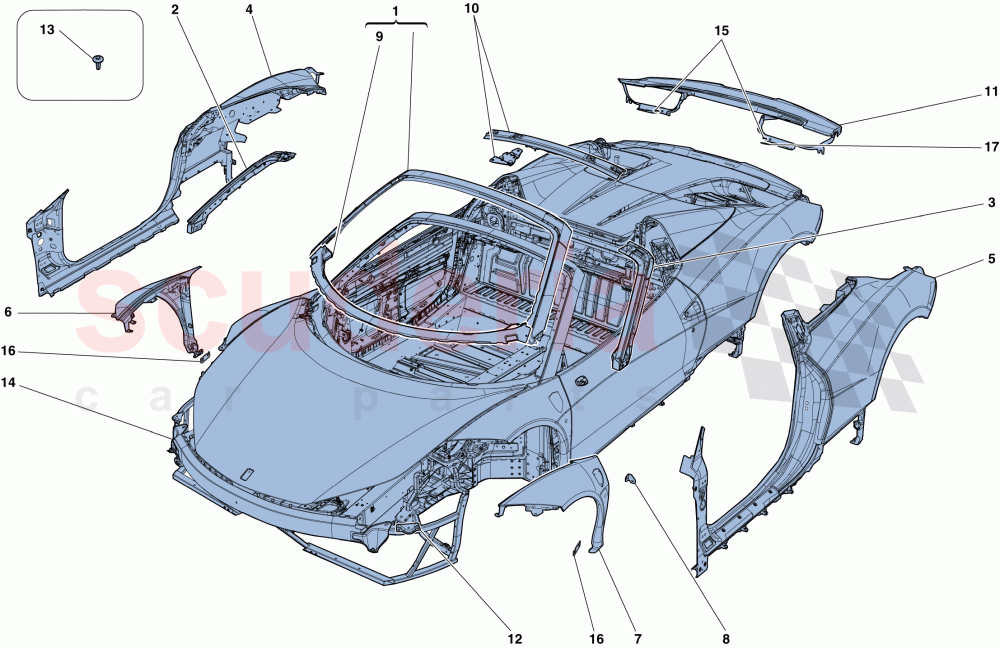 BODYSHELL - EXTERNAL TRIM of Ferrari Ferrari 458 Speciale Aperta
