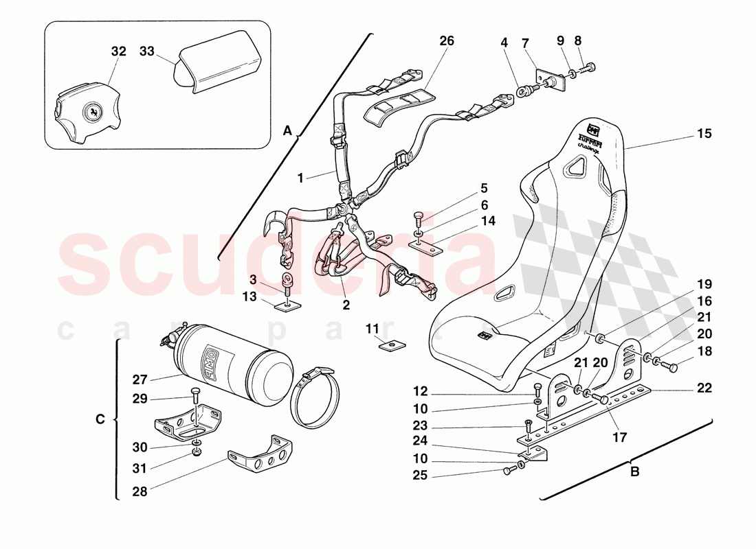 Seat Safety Belts - Seat - Fire Extinguisher of Ferrari Ferrari 355 Challenge (1999)