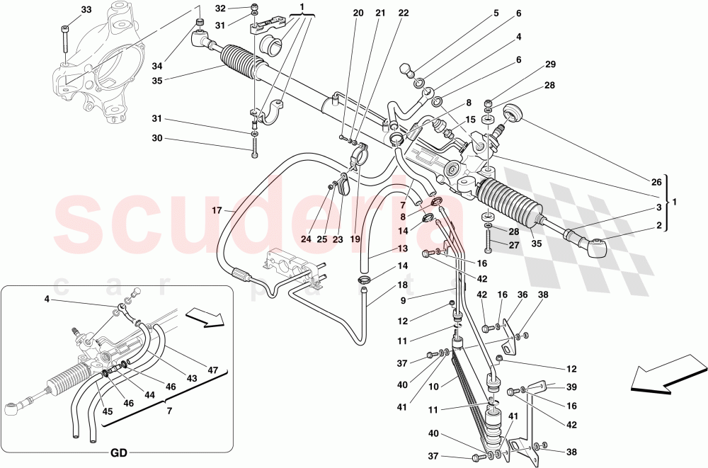 HYDRAULIC POWER STEERING BOX AND SERPENTINE COIL of Ferrari Ferrari 430 Scuderia