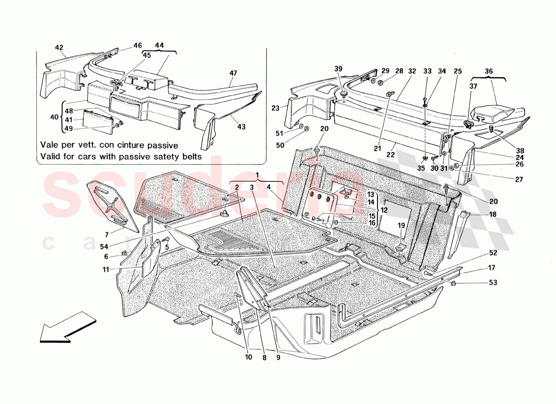 Passengers Compartment Carpets - Valid for TS - Valid From Car Nr. 94910 TS and Nr. 94269 USA TS of Ferrari Ferrari 348 TS (1993)