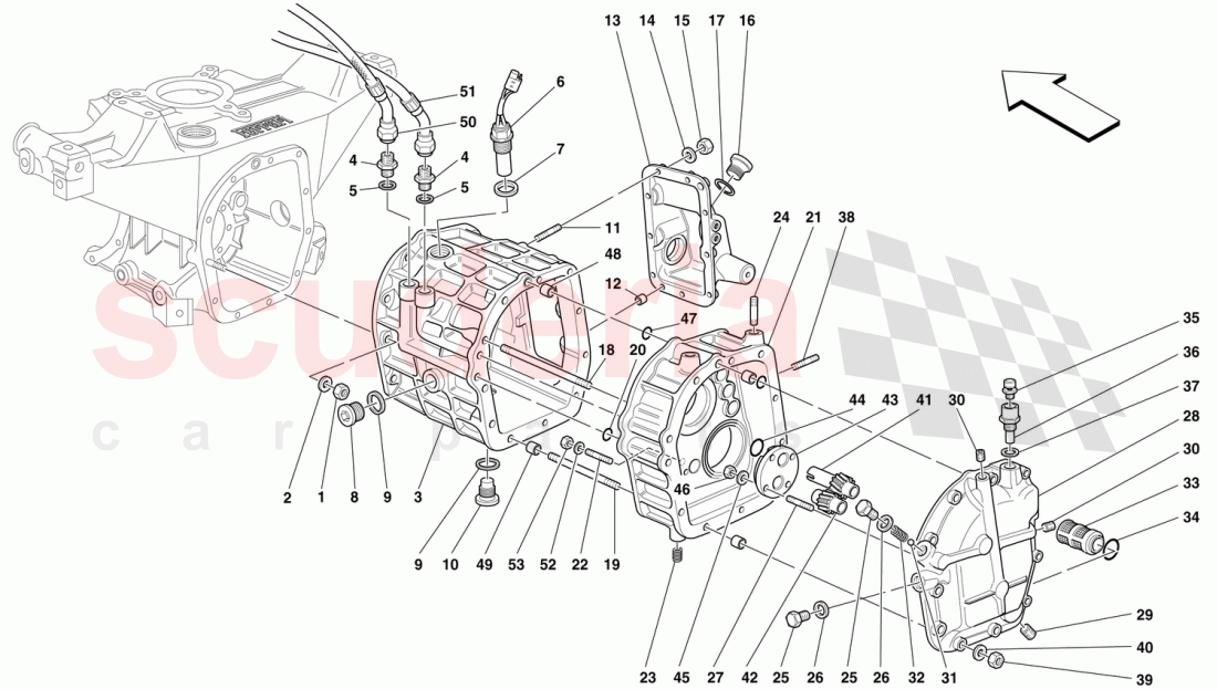 REAR PART GEARBOXES HOUSING - COVERS AND LUBRICATION of Ferrari Ferrari F50