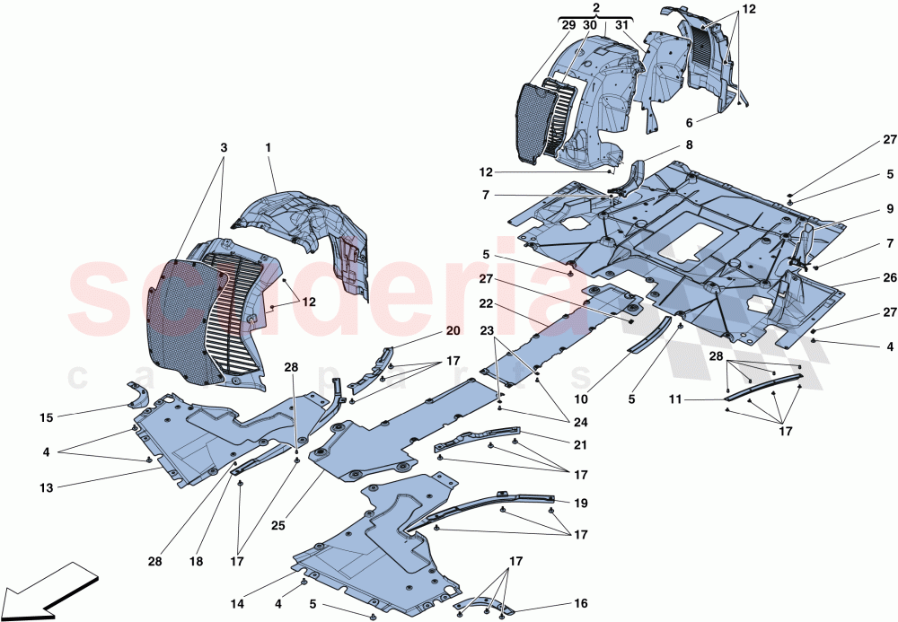 FLAT UNDERTRAY AND WHEELHOUSES of Ferrari Ferrari 488 GTB