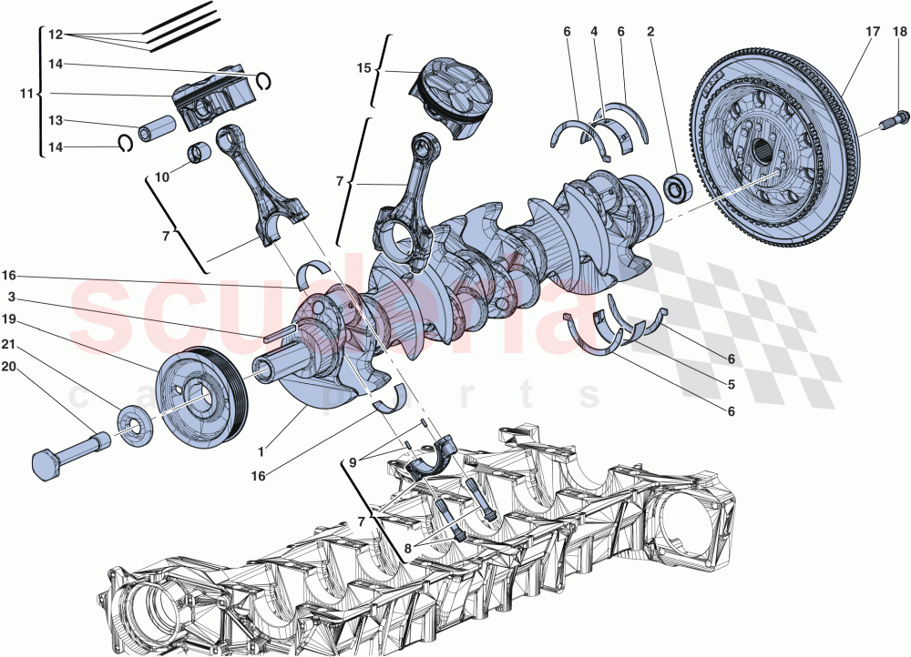 CRANKSHAFT - CONNECTING RODS AND PISTONS of Ferrari Ferrari LaFerrari Aperta