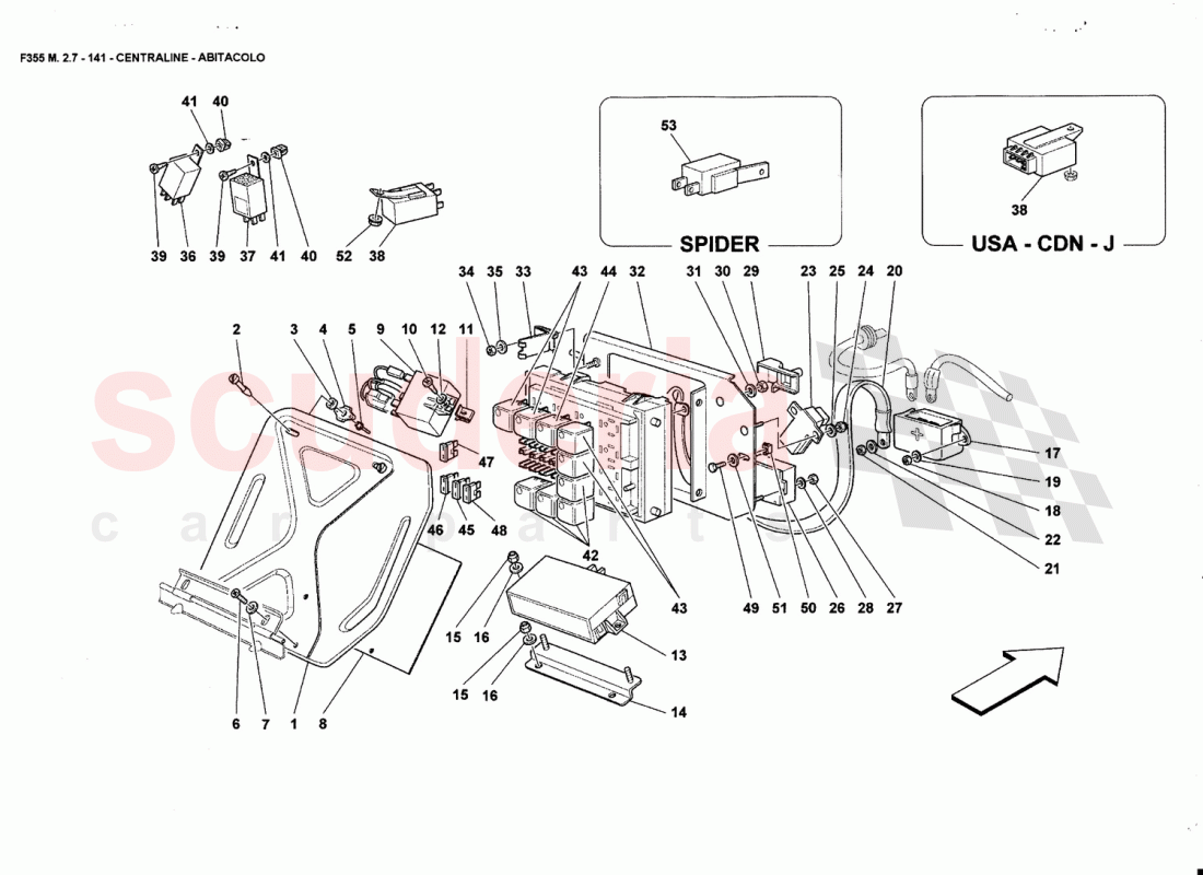 ELECTRICAL BOARDS - PASSENGERS COMPARTMENT of Ferrari Ferrari 355 (2.7 Motronic)