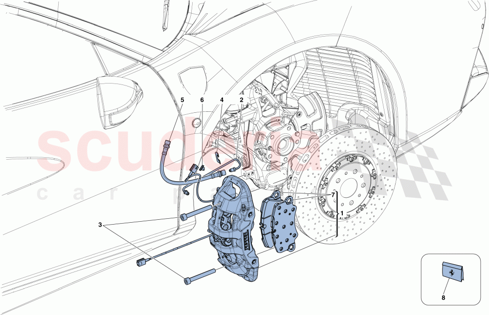 FRONT BRAKE CALLIPERS of Ferrari Ferrari 488 GTB