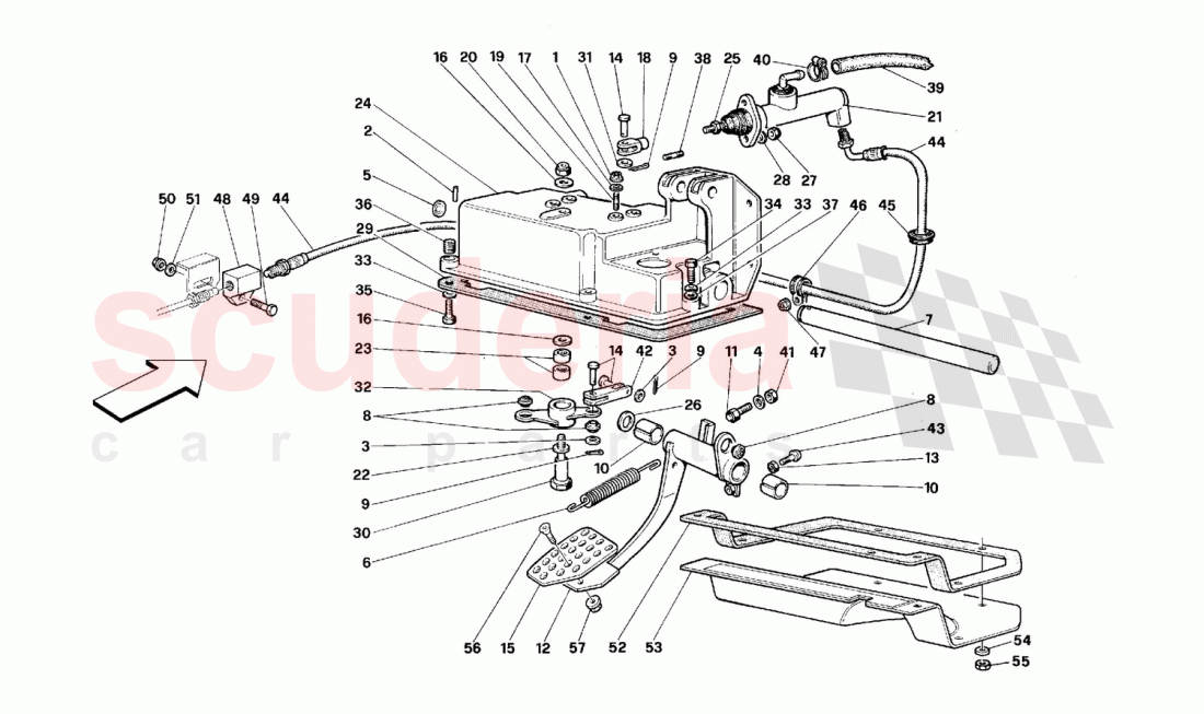Clutch release control -Valid for GD- of Ferrari Ferrari 512 M