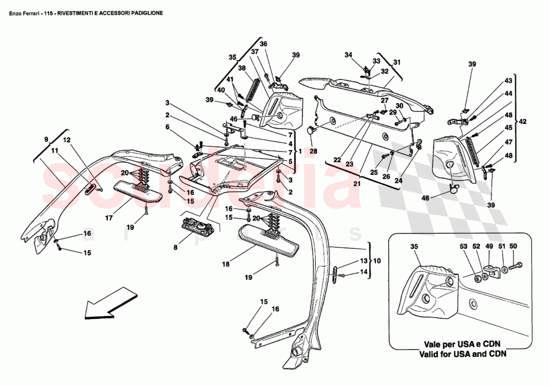 ROOF PANEL UPHOLSTERY AND ACCESSORIES of Ferrari Ferrari Enzo