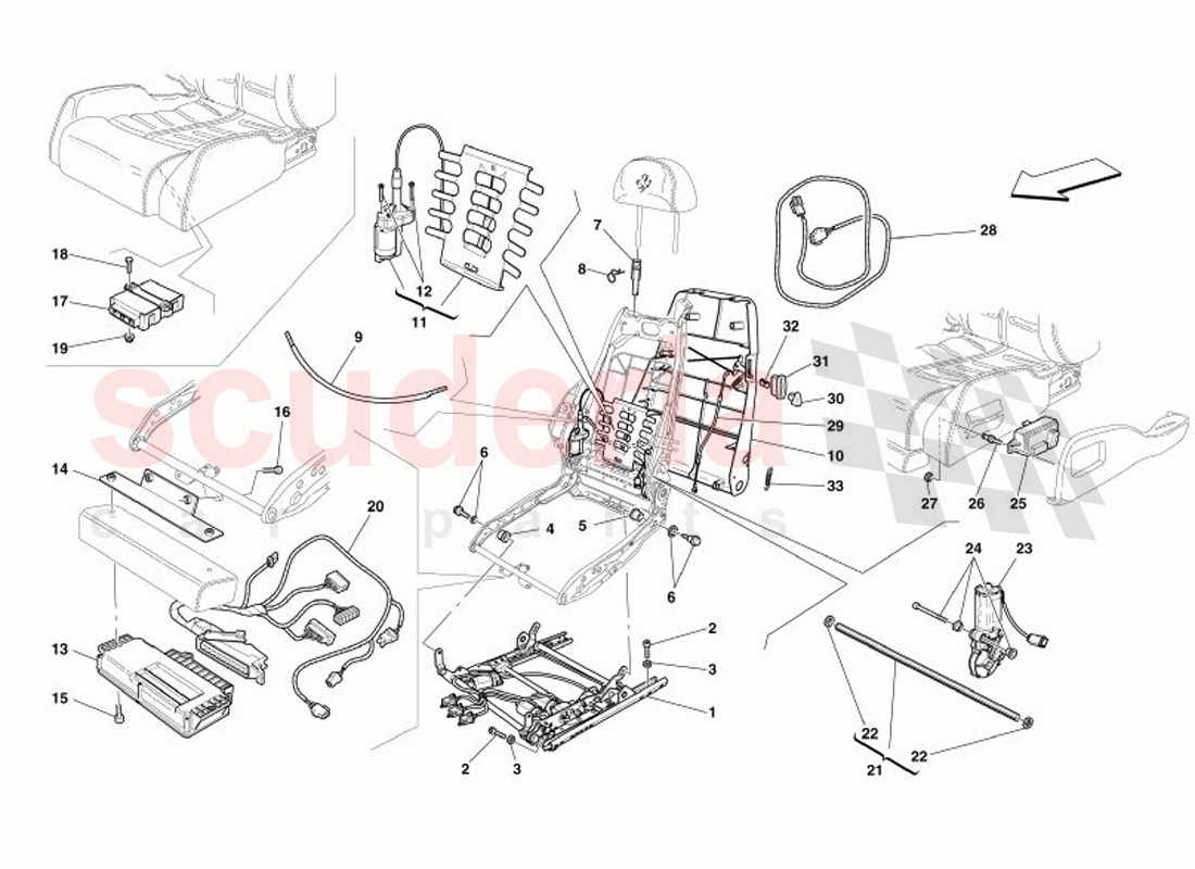 Electrical Seat - Guide and Movement of Ferrari Ferrari 575 Superamerica
