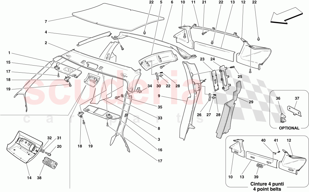 HEADLINER TRIM AND ACCESSORIES of Ferrari Ferrari 430 Coupe