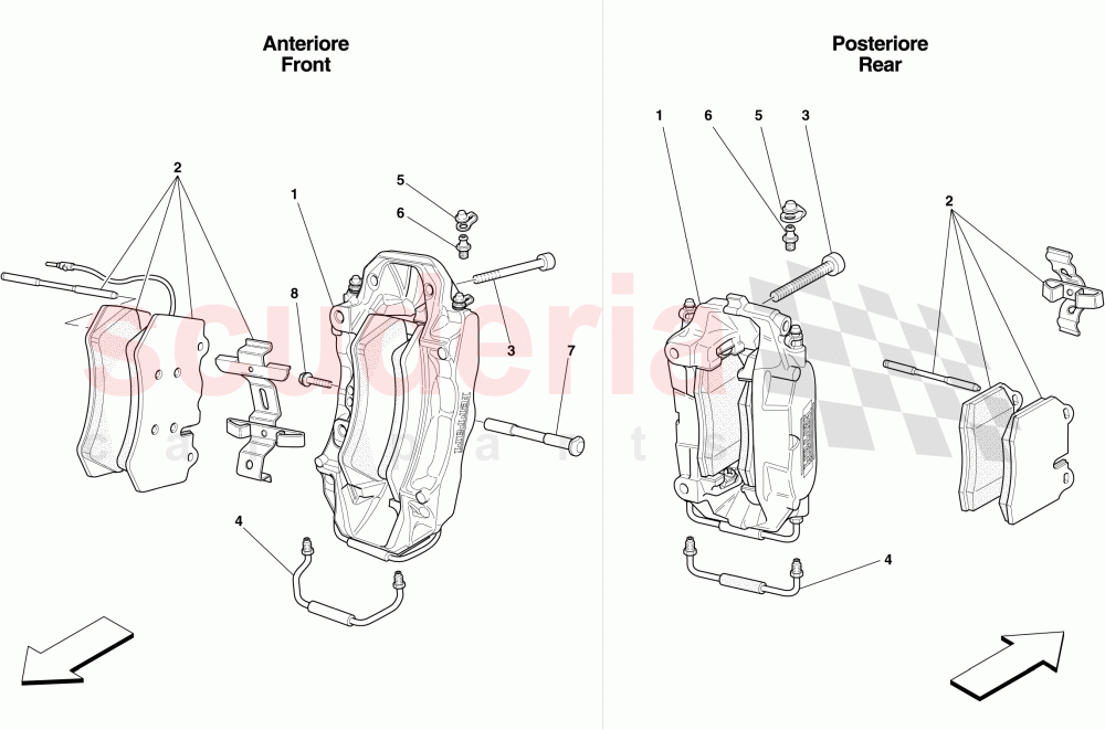 FRONT AND REAR BRAKE CALLIPERS of Ferrari Ferrari 430 Scuderia