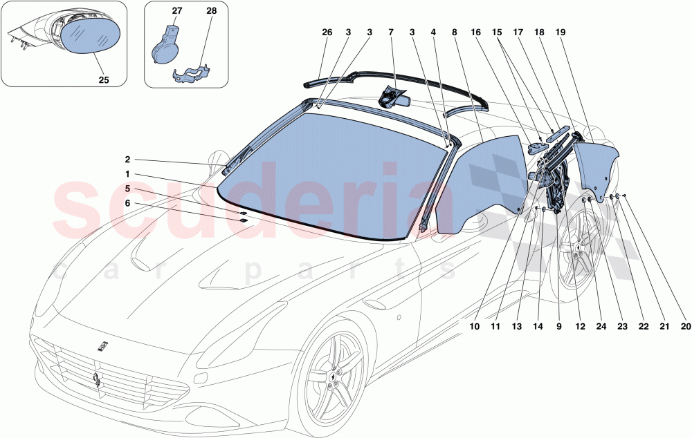 SCREENS, WINDOWS AND SEALS of Ferrari Ferrari California T