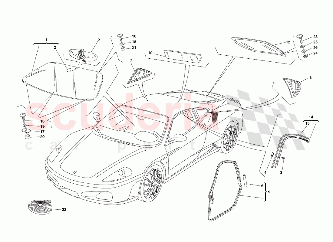 Glasses And Gaskets of Ferrari Ferrari 430 Challenge (2006)