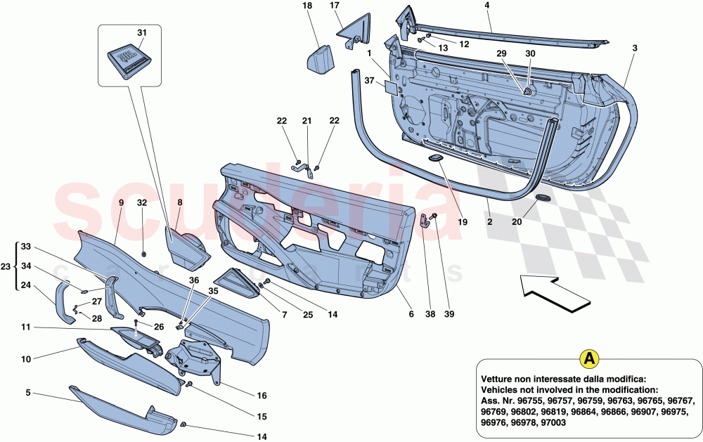 DOORS - SUBSTRUCTURE AND TRIM of Ferrari Ferrari 458 Italia