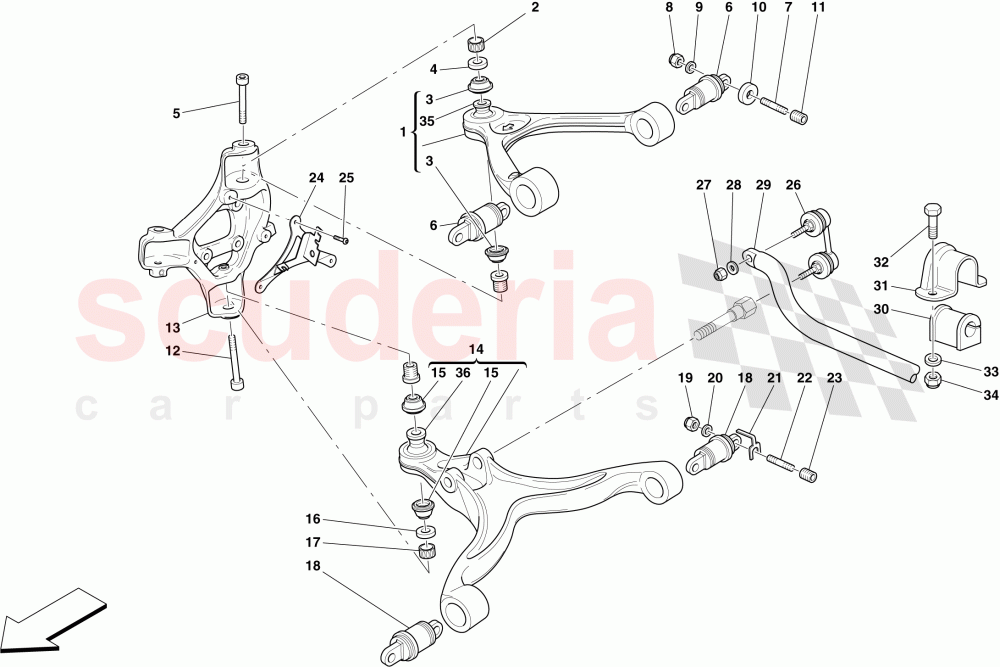 FRONT SUSPENSION - ARMS AND STABILISER BAR of Ferrari Ferrari 599 GTO