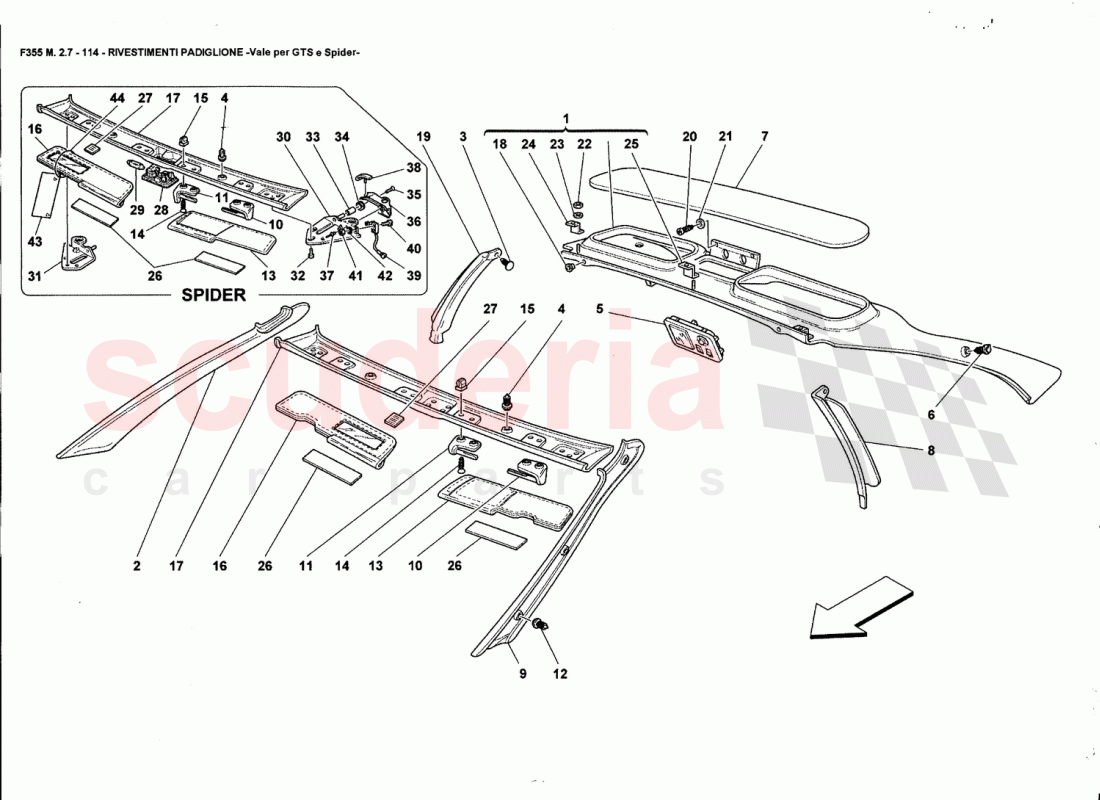 ROOF TRIMS -Valid far GTS and Spider- of Ferrari Ferrari 355 (2.7 Motronic)