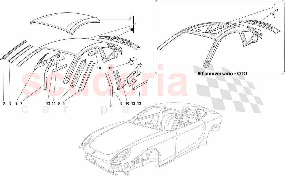 BODYSHELL - ROOF of Ferrari Ferrari 612 Sessanta