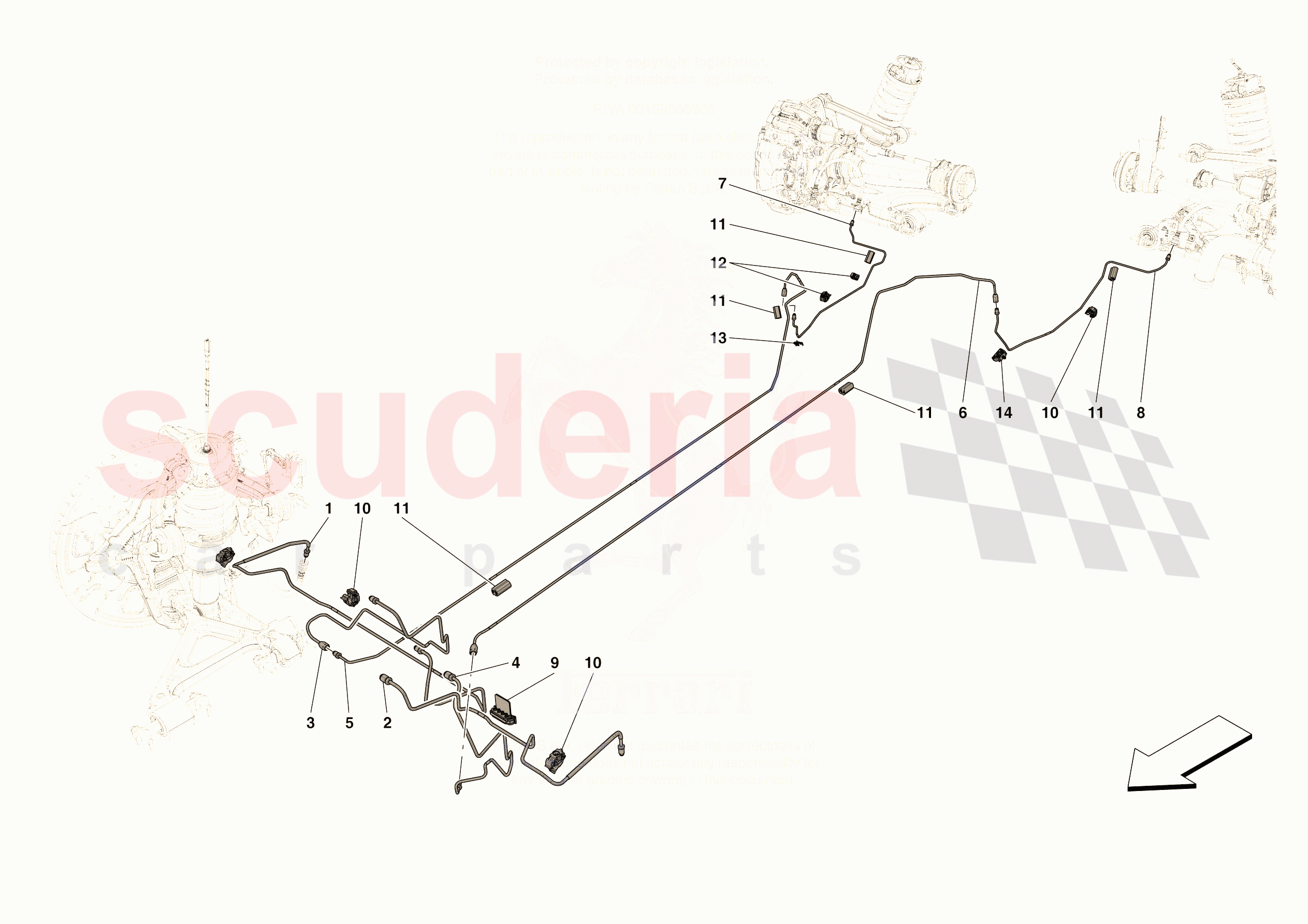 HYDRAULIC BRAKE CONTROL PIPES -NOT FOR RHD- of Ferrari Ferrari 296 GTS Europe