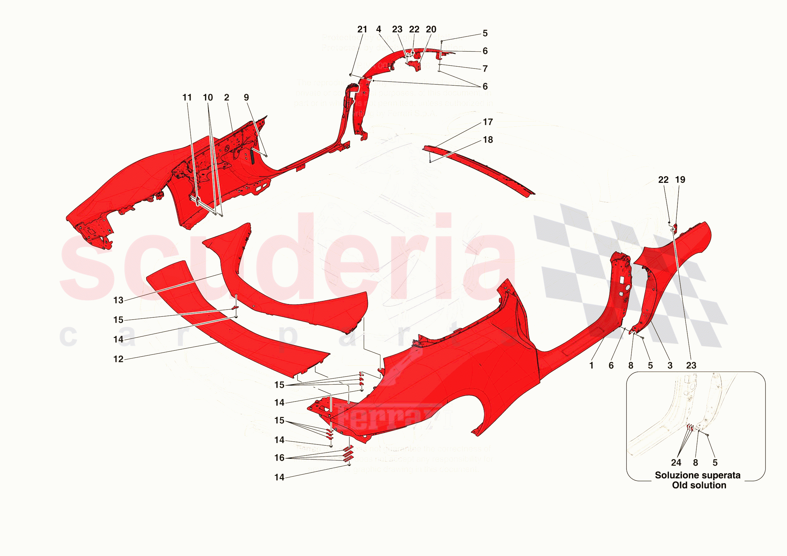 LATERAL OUTER BODYSHELL of Ferrari Ferrari 296 GTS Europe