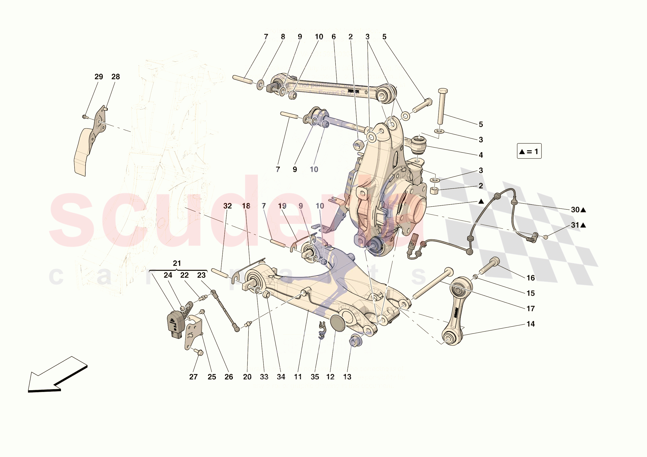REAR SUSPENSION - ARMS of Ferrari Ferrari 296 GTS Europe RH