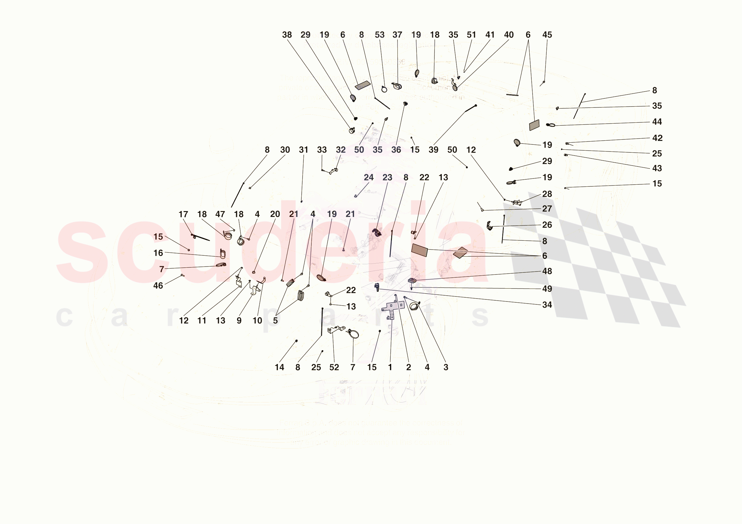 VARIOUS FASTENINGS FOR THE ELECTRICAL SYSTEM of Ferrari Ferrari 296 GTS Europe RH