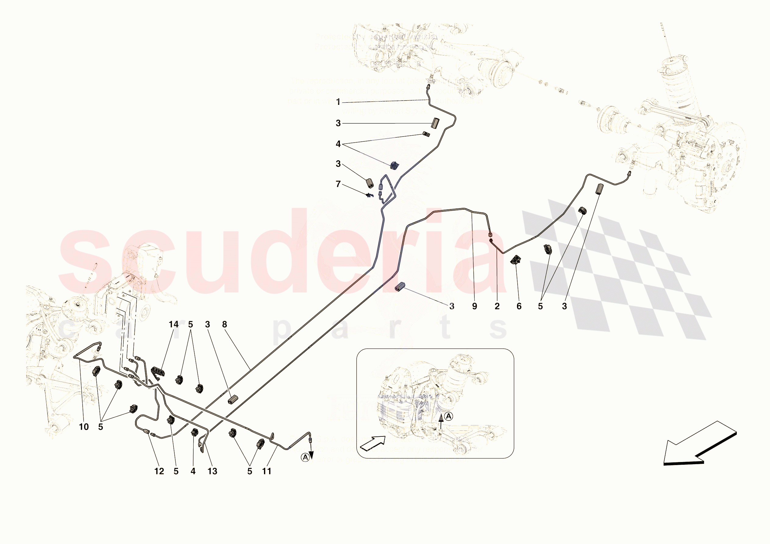 HYDRAULIC BRAKE CONTROL PIPES -APPLICABLE FOR RHD- of Ferrari Ferrari 296 GTS USA