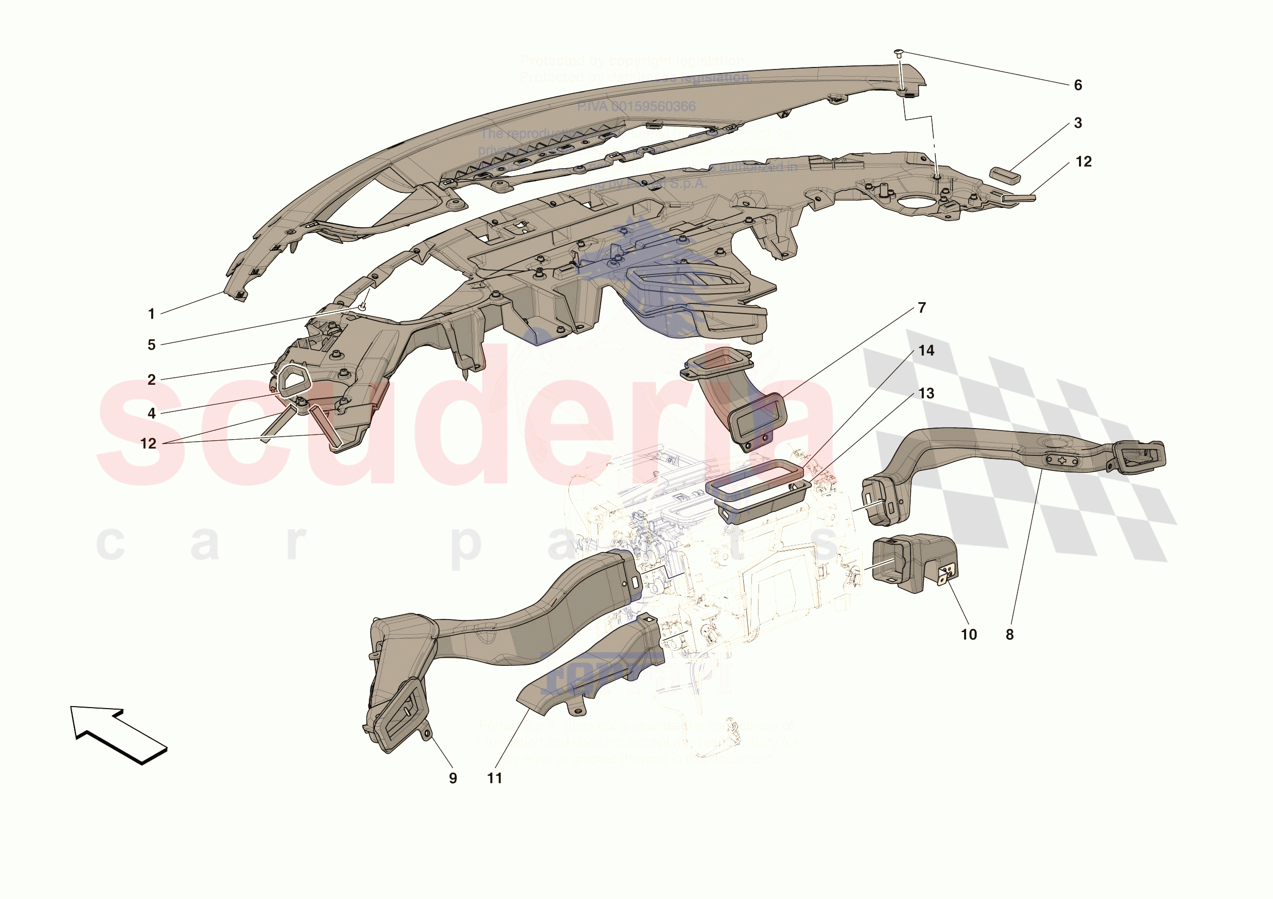 DASHBOARD - DUCTS -NOT FOR RHD- of Ferrari Ferrari 296 GTS USA