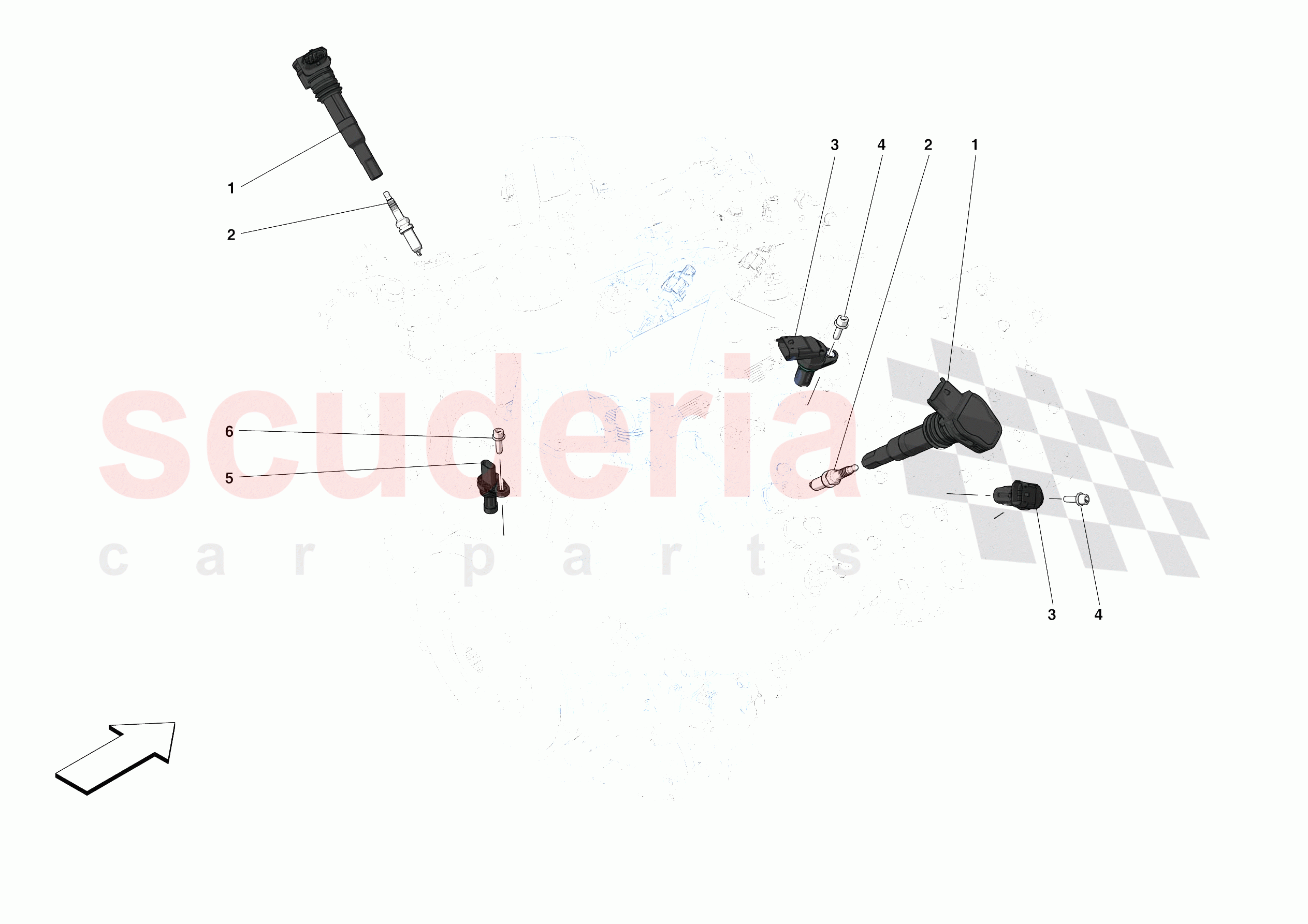 IGNITION COIL, SPARK PLUGS AND SENSORS of Ferrari Ferrari 488 Pista Europe