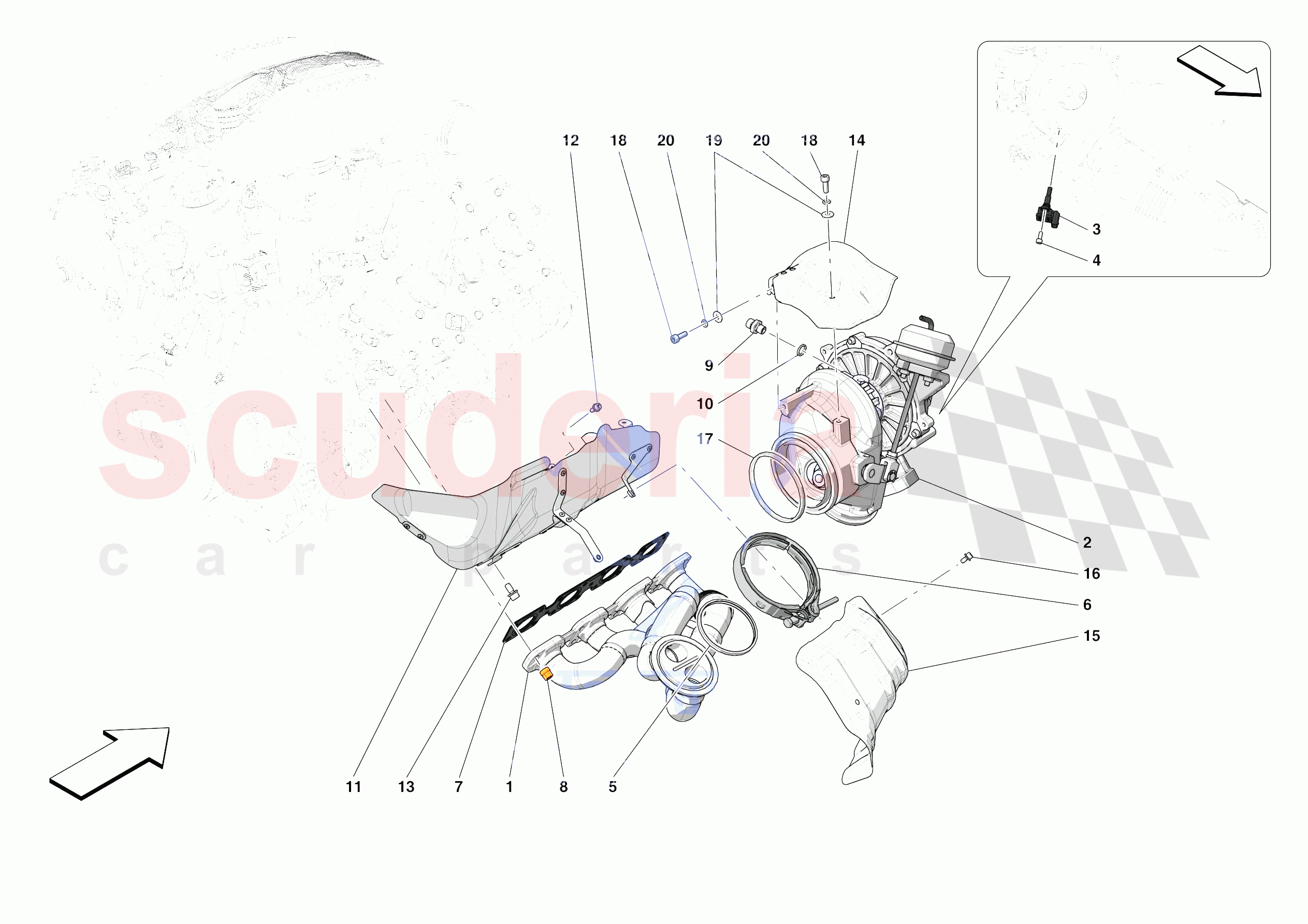 FORCED INDUCTION SYSTEM TURBOCHARGERS AND MOUNTS of Ferrari Ferrari 488 Pista Europe