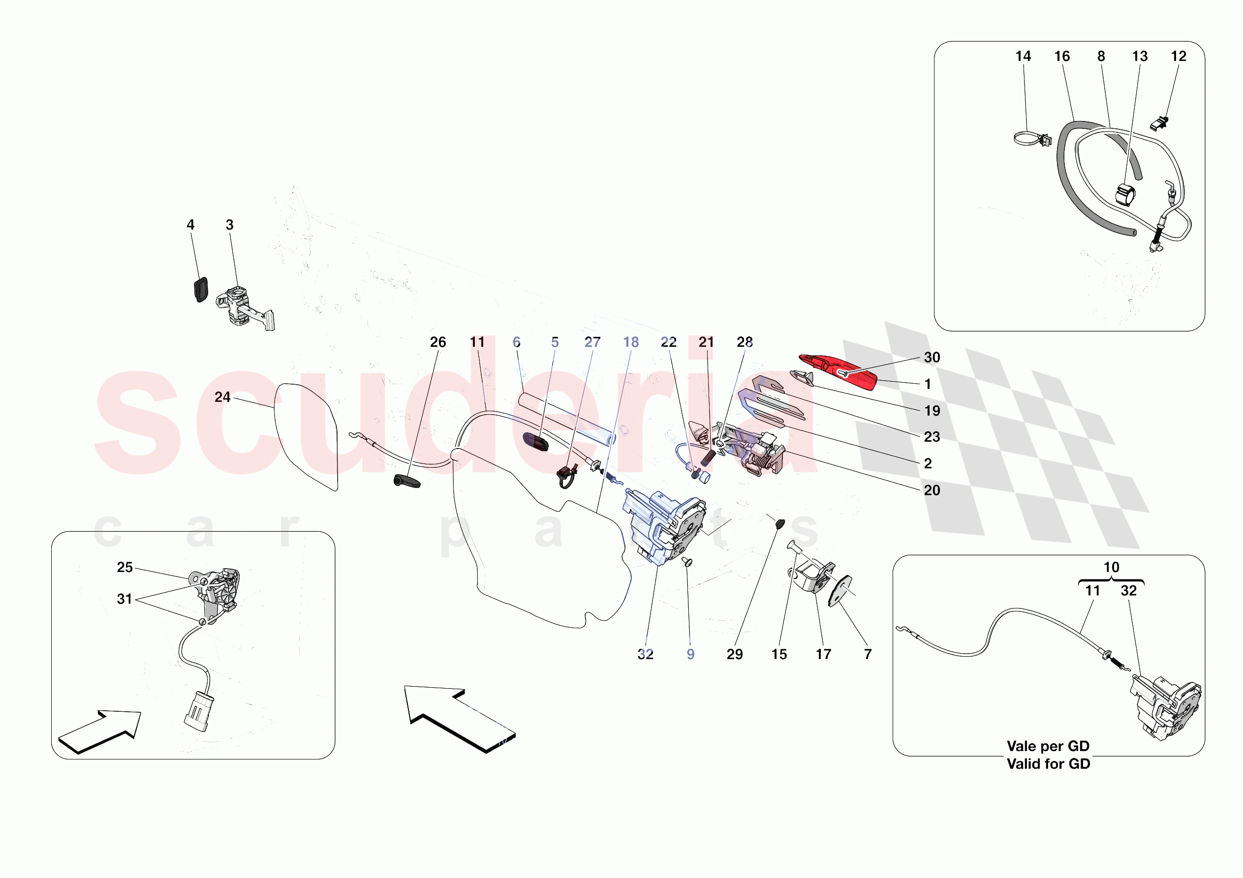 DOORS - OPENING MECHANISMS AND HINGES of Ferrari Ferrari 488 Pista Europe