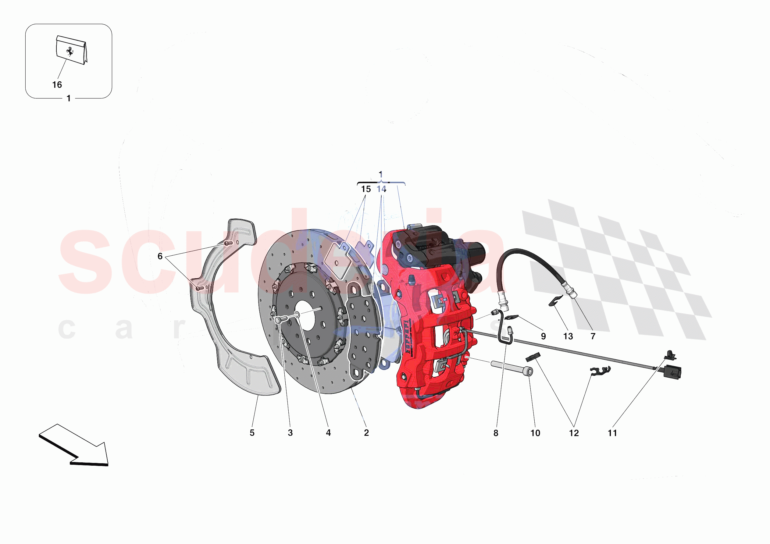 REAR SUSPENSION - CALLIPERS AND DISCS of Ferrari Ferrari 488 Pista Spider Europe