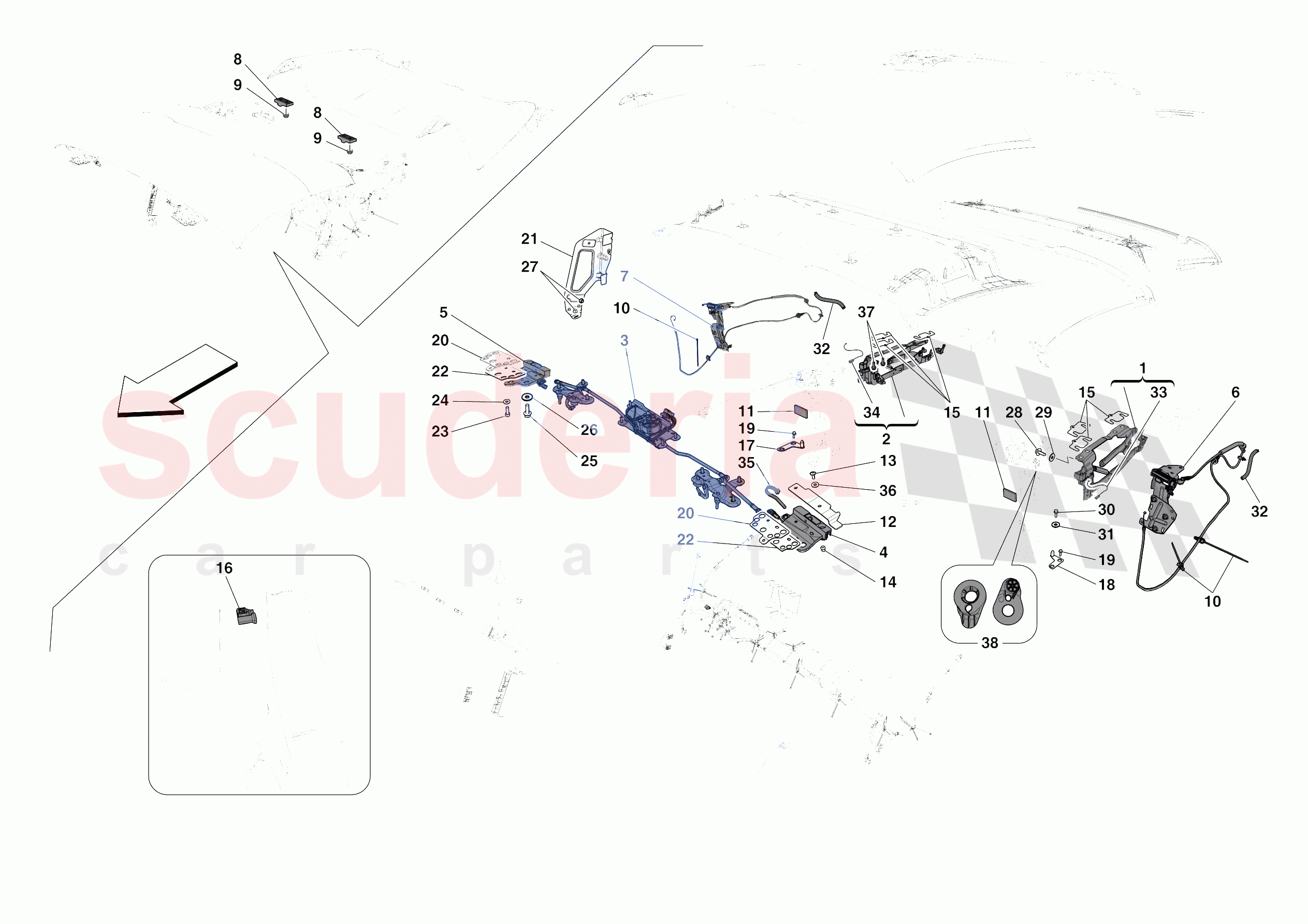 ROOF - KINEMATICS of Ferrari Ferrari 488 Pista Spider Europe
