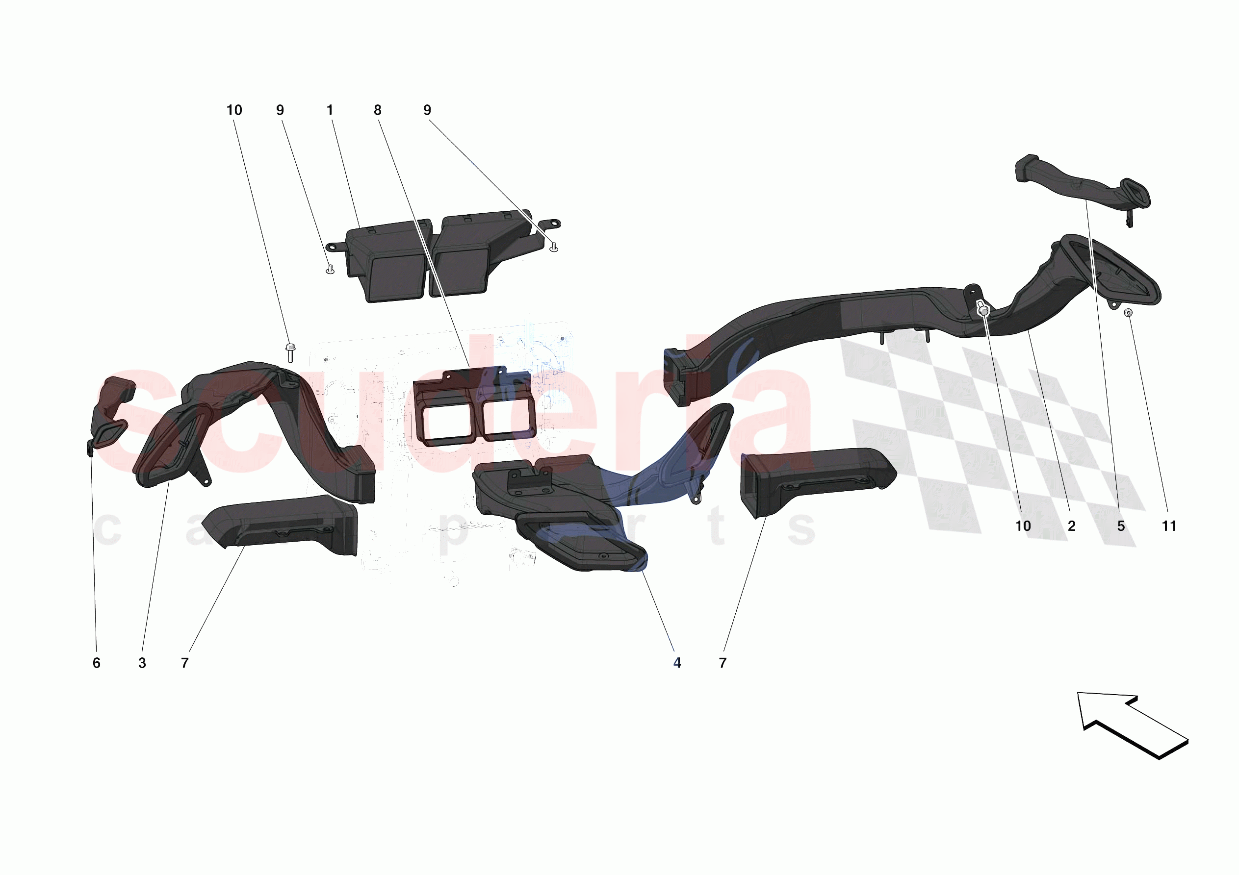DASHBOARD - DUCTS -APPLICABLE FOR RHD- of Ferrari Ferrari 488 Pista Spider Europe