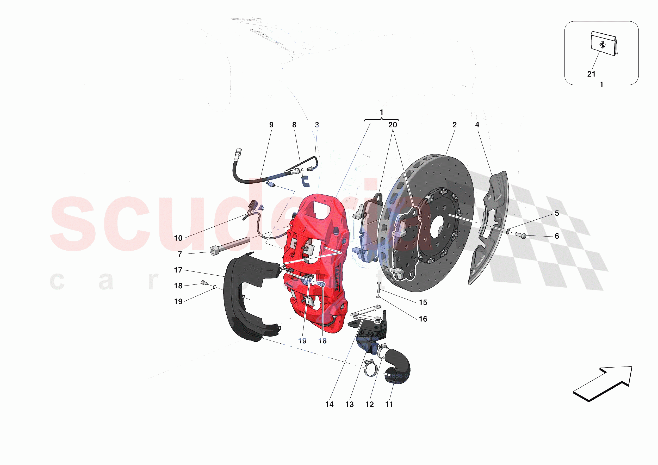 FRONT SUSPENSION - CALLIPERS AND DISCS of Ferrari Ferrari 488 Pista Spider Europe RH
