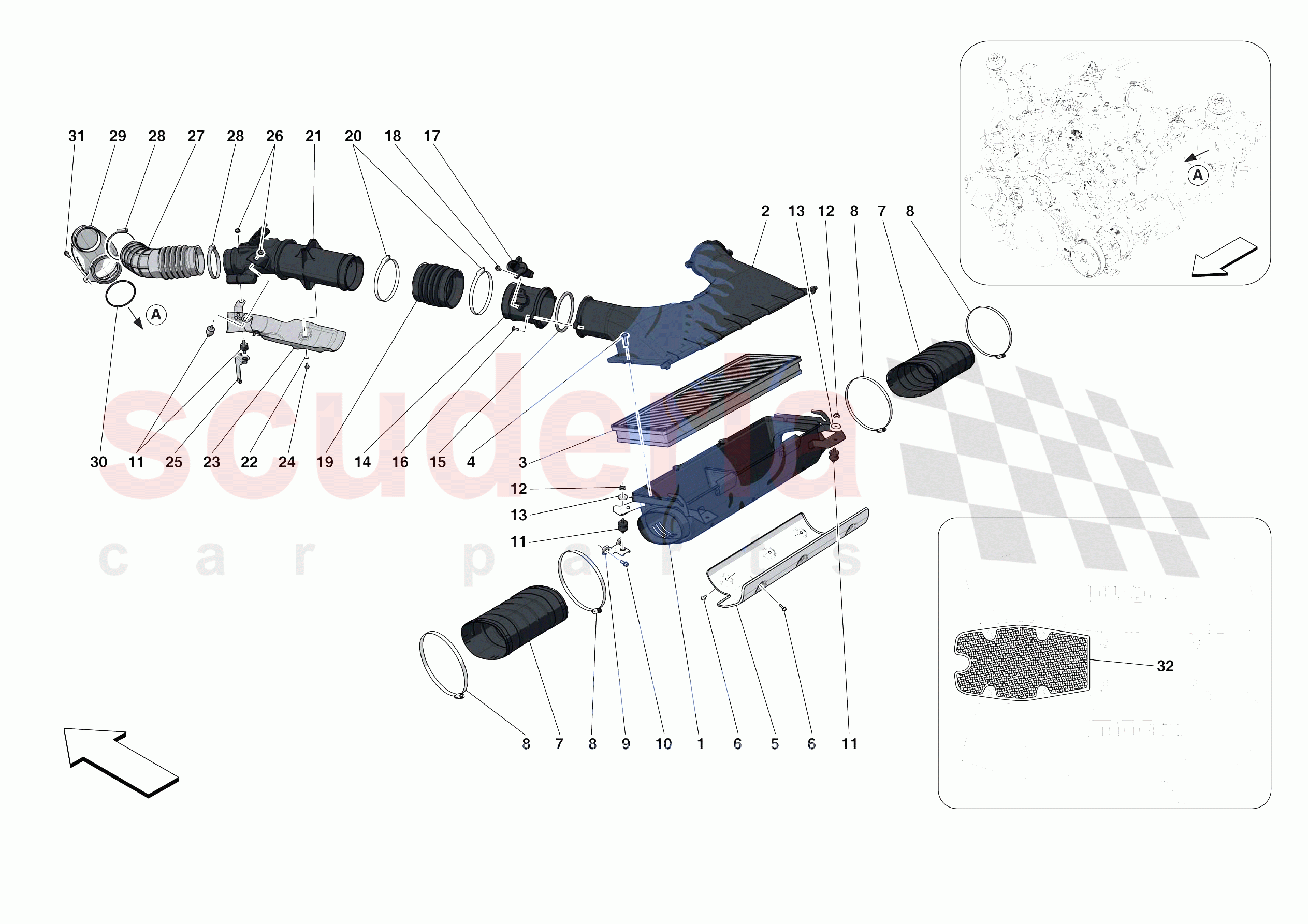 AIR FILTER, AIR INTAKE AND DUCTS of Ferrari Ferrari 488 Pista Spider USA