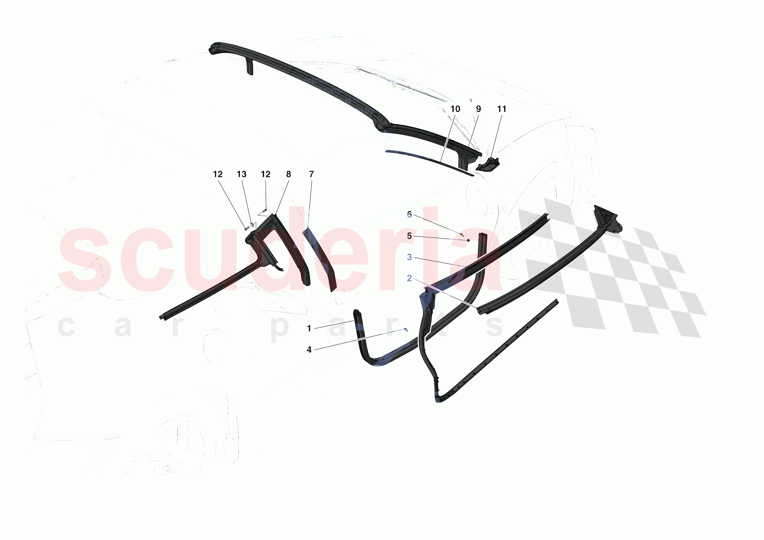 DOOR SEALS of Ferrari Ferrari 488 Pista Spider USA