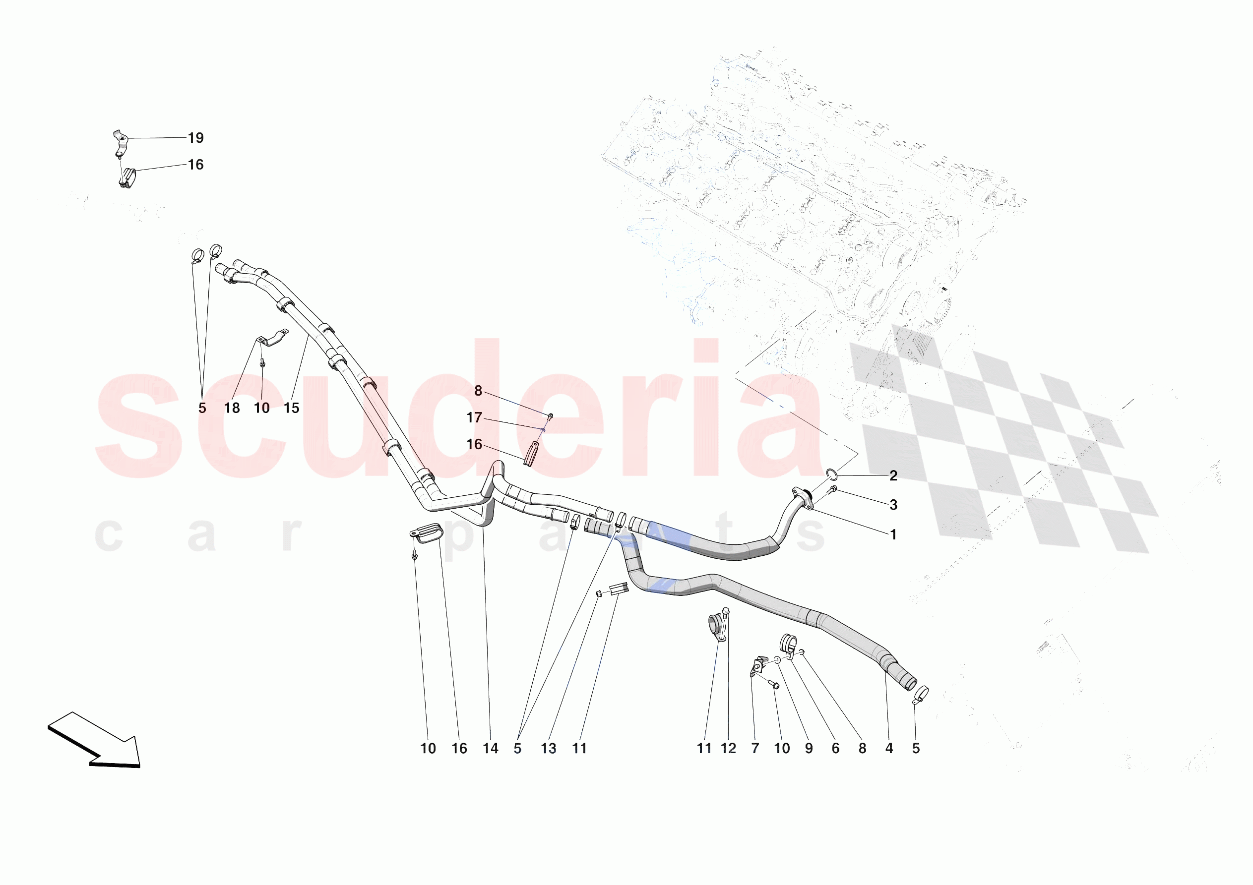 GEARBOX OIL HEAT EXCHANGER AND PIPES - FRONT-UNDERBODY PIPES of Ferrari Ferrari 812 Competizione A Europe