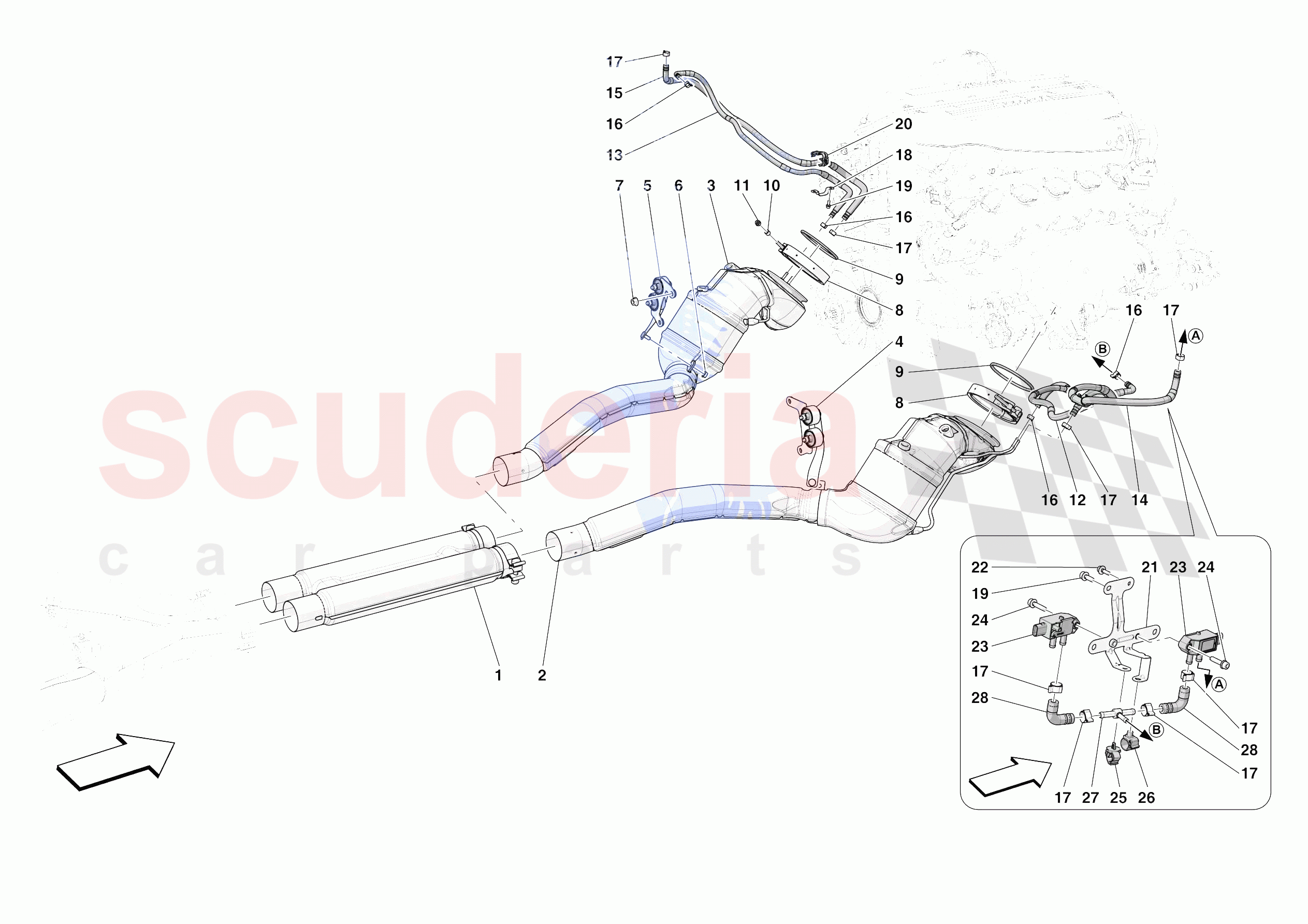 EXHAUST SYSTEM - FRONT SECTION of Ferrari Ferrari 812 Competizione A Europe