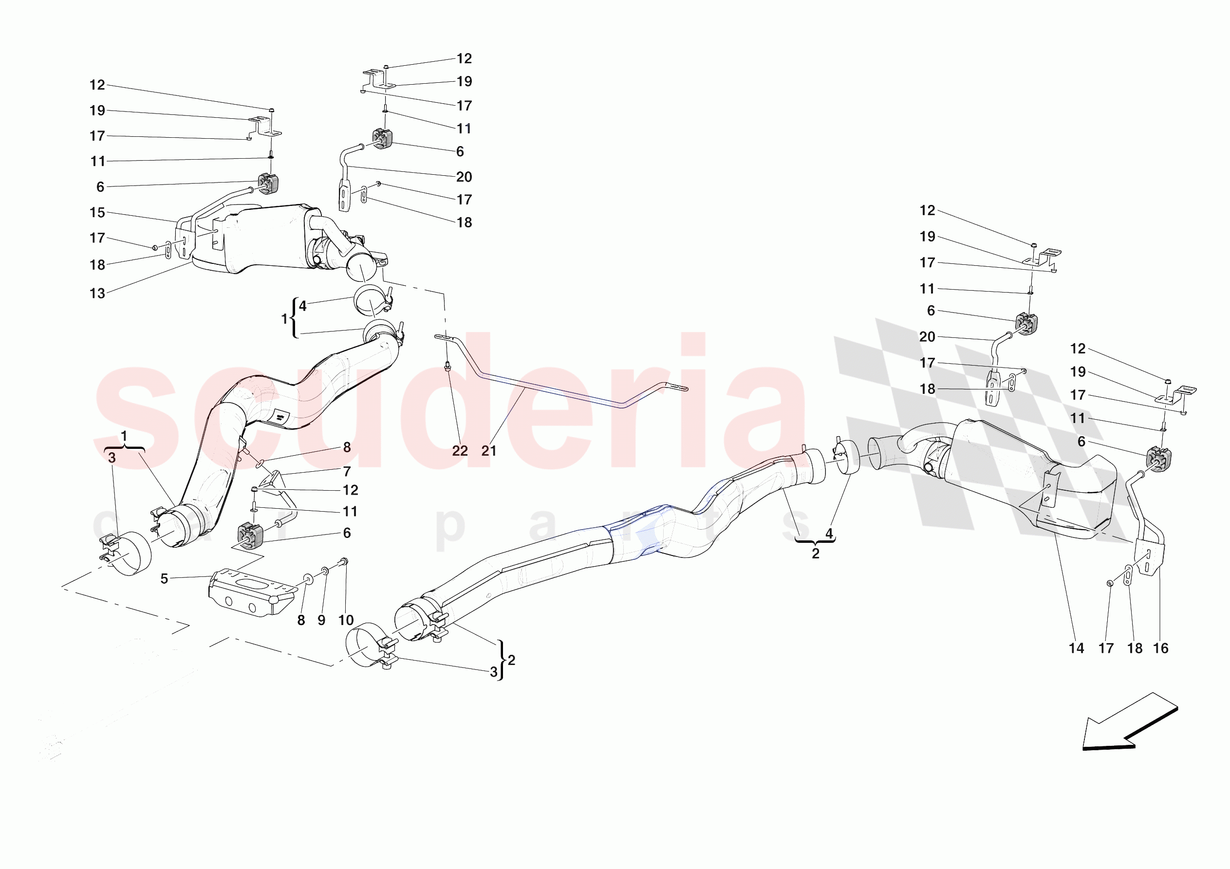 EXHAUST SYSTEM - REAR SECTION of Ferrari Ferrari 812 Competizione A Europe